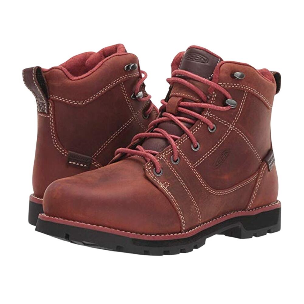 Keen Womens Seattle 6" Work Boot US 6.5 Red Brown Waterproof Aluminum Toe NIB